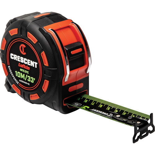Lufkin By Crescent L1335CMEB-02 Shockforce NITE EYE Tape Measure, 1-1/4" x 35'/10 m, Metric/SAE Graduations