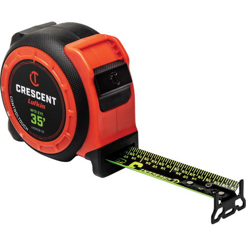 Lufkin By Crescent L1035CB-02  Ruban &agrave; mesurer CONTROLTOUCH NITE EYE, 1-3/16" x 35', Marques de goujon SAE