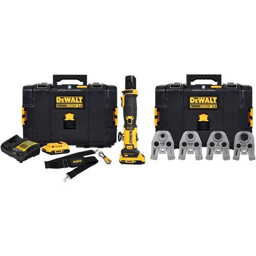 DEWALT DCE210D2K Ensemble d'outils pour outil de presse compacte avec m&acirc;choires CTS, 1/2" - 1-1/4", Motoris&eacute;