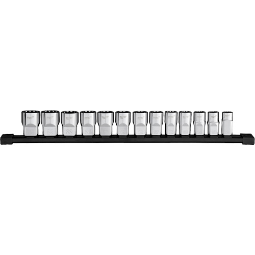 Milwaukee 48-22-9522 12-Point Metric Socket Set, 13 Pcs, 1/2" Drive Size