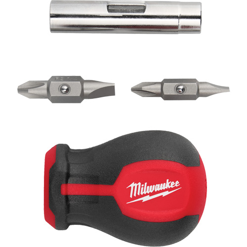Milwaukee 48-22-2762 Tournevis court &agrave; embouts interchangeables 6-en-1, 3" lo, Prise Coussin&eacute;e