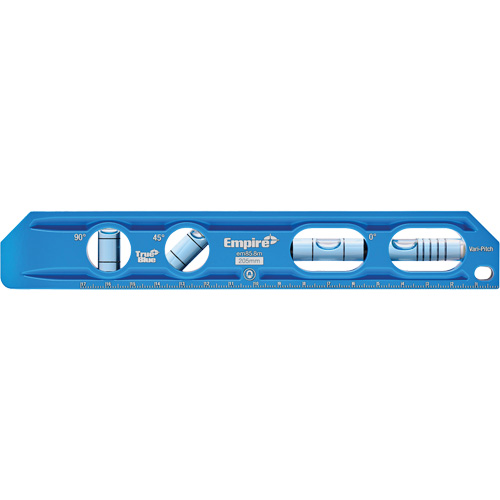 Empire Level EM85.8 Niveau torpille moul&eacute; sous pression TRUE BLUE, 8" lo, Aluminium, 4 fioles, Magn&eacute;tique