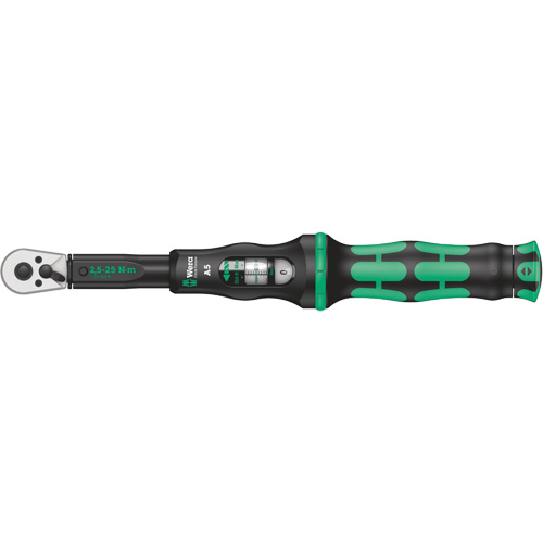 Wera Tools 05075604001 Click-Torque A 5 Torque Wrench with Reversible Ratchet, Click, 1/4" Square Drive, 2.5 - 25 Nm