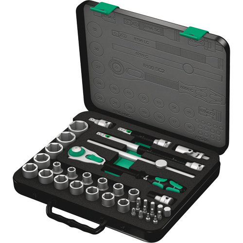 Wera Tools 05003645001 Jeu de cliquets rapides Zyklop 8100 SC 2, 37 Mcx, Prise de 3/8"