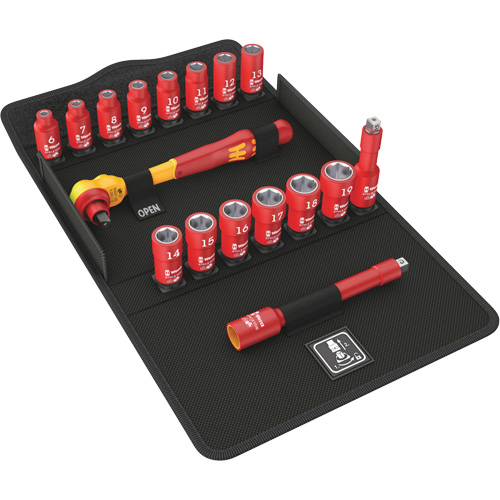 Wera Tools 05004970001 8100 SB VDE 1 Zyklop Insulated Ratchet Set, 7 Pcs, 3/8" Drive Size