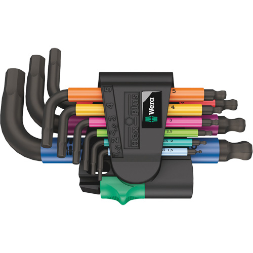Wera Tools 05133164001 Jeu de cl&eacute;s coud&eacute;es multicolores 950/9 Hex-Plus , 9 mcx, M&eacute;trique