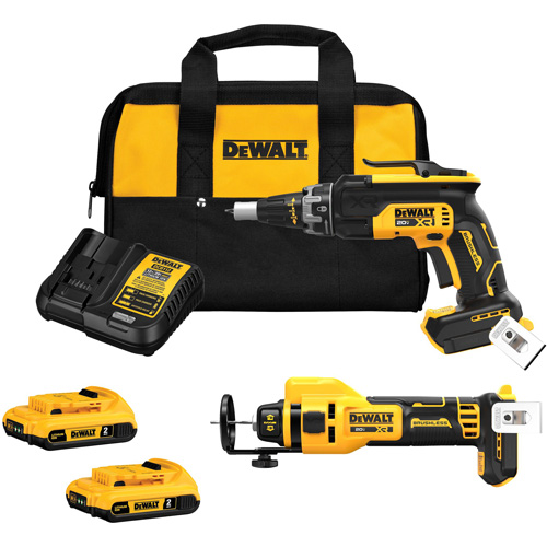 DEWALT DCK265D2 XR&reg; Brushless Drywall Screwgun & Cut-Out Tool Combo Kit, Lithium-Ion, 20 V