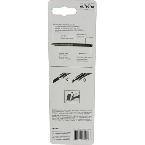 Outils Aurora UAY900 Couteau d'usage g&eacute;n&eacute;ral de 9 mm READYEDGE, Acier inoxydable, Prise en Plastique