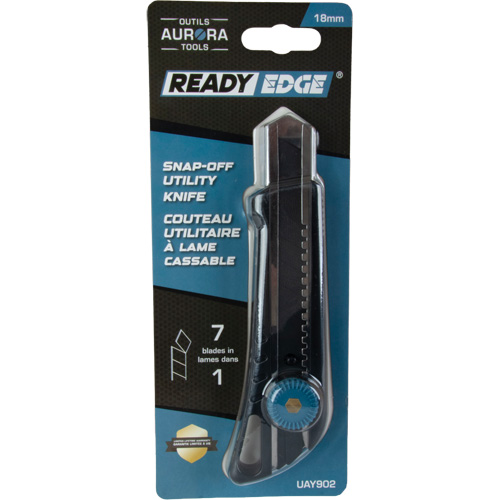 Outils Aurora UAY902 Couteau professionnel de 18 mm avec verrouillage &agrave; cliquet, Acier inoxydable, Robuste, Prise en Plastique