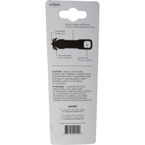 Outils Aurora UAY905 Couteau de s&eacute;curit&eacute; jetable READYEDGE, Acier inoxydable, Prise en Plastique