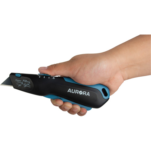Aurora Tools UAY906 Retractable Safety Knife , Stainless Steel, Heavy-Duty, Plastic/Aluminum Handle
