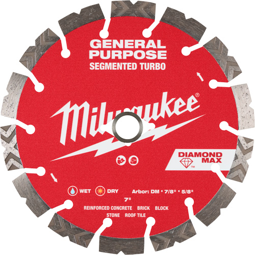 Milwaukee 49-93-9007 Lame diamant&eacute;e segment&eacute;e turbo &agrave; usage g&eacute;n&eacute;ral DIAMOND MAX 