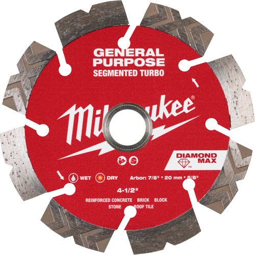 Milwaukee 49-93-9004 Lame diamant&eacute;e segment&eacute;e turbo &agrave; usage g&eacute;n&eacute;ral DIAMOND MAX 