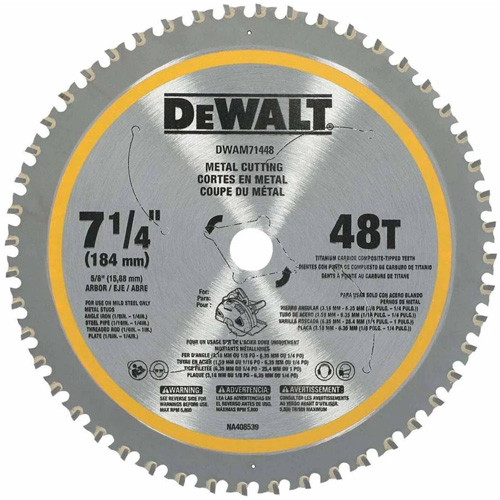 DEWALT DWAM71448 Circular Saw Blade, 7-1/4", 48 Teeth, Metal Use