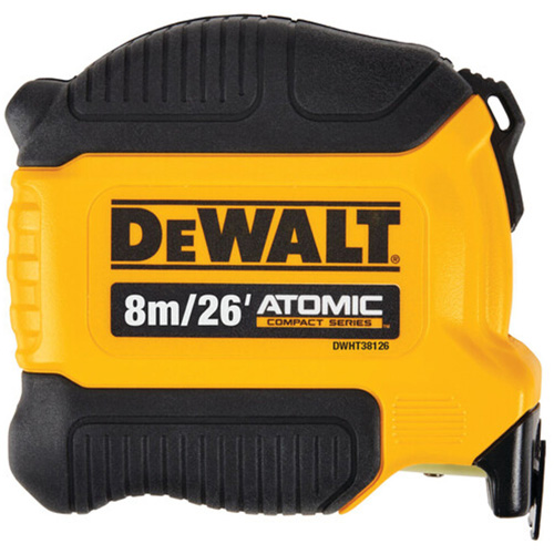 DEWALT DWHT38126S ATOMIC COMPACT SERIES Tape Measure, 26'/8 m, Imperial & Metric Graduations