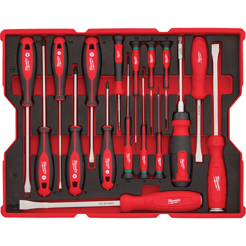 Milwaukee 48-22-0158 Screwdriver & Pry Bar Set with Tray for PACKOUT Drawers, 17, Magnetic