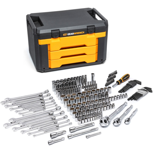 Gearwrench 80940 Mechanics Tool Set in 3 Drawer Storage Box