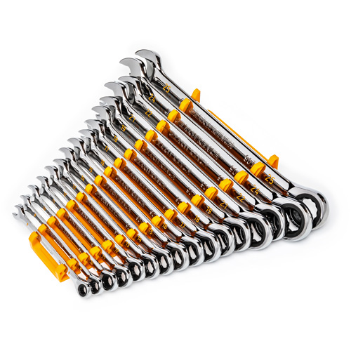 Gearwrench 86928 Jeu de cl&eacute;s &agrave; 12 pans et 90 dents, Combinaison &agrave; cliquet, 16 morceaux, M&eacute;trique