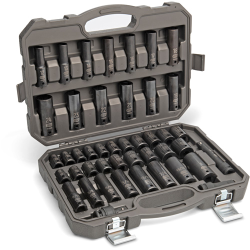 Gearwrench 89094 6 Point SAE/Metric Socket Set, 44 Pcs, Impact, 1/2" Drive Size, Deep