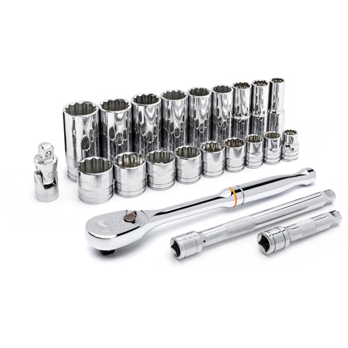 Gearwrench 80691 12 Point SAE Mechanics Tool Set, 22 Pcs, 3/8" Drive Size, Deep