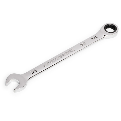 Gearwrench 86949 90-Tooth Ratcheting Combination Wrench, 12 Point, 3/4", Chrome Finish