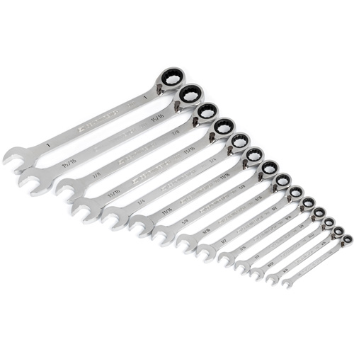 Gearwrench 86660 Jeu de cl&eacute;s &agrave; cliquets r&eacute;versibles SAE &agrave; 12 pans et 90 dents, Combinaison &agrave; cliquet, 14 morceaux, Imp&eacute;rial