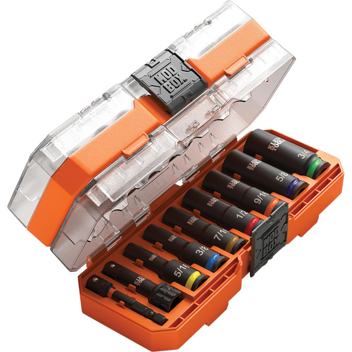 Klein Tools 65109IMPCT Jeu de douilles KNECT, 9 Mcx, Chocs, Prise de 3/8", Profond