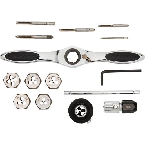 Gearwrench 82815 Metric Ratcheting Tap & Die Set, 15 Pieces
