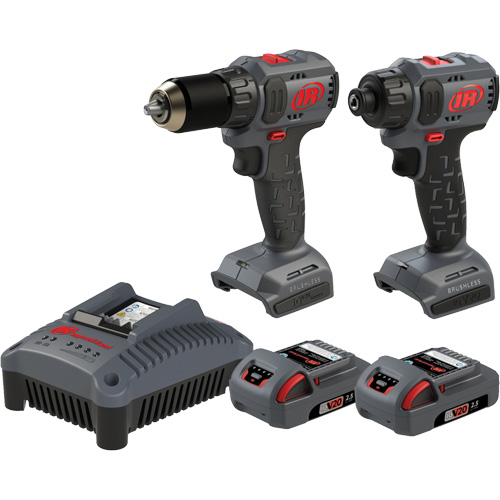 Ingersoll Rand IQV20-2D2 Ensemble d'outils compacts sans fil perceuse & tournevis, Lithium-ion, 20 V