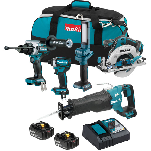 Makita DLX5083TX1 Ensemble de 5 outils sans fil LXT &agrave; moteur sans balais, Lithium-ion, 18 V