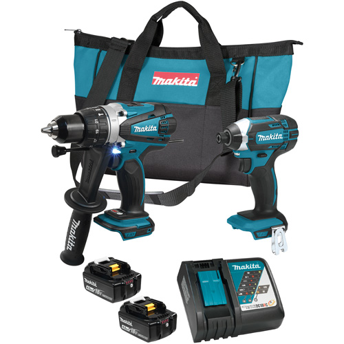 Makita DLX2145MX LXT Cordless Impact Driver & Hammer Drill/Driver Combo Kit, Lithium-Ion, 18 V