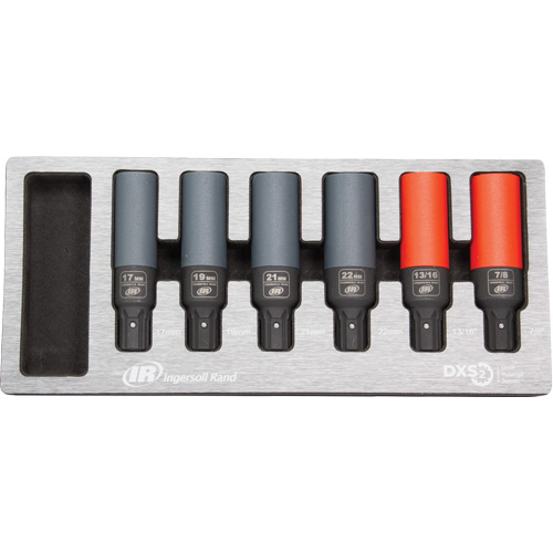 Ingersoll Rand DXS2KMH6LN Jeu de douilles &agrave; chocs pour &eacute;crous &agrave; roues SAE/m&eacute;triques, 6 Mcx, Chocs