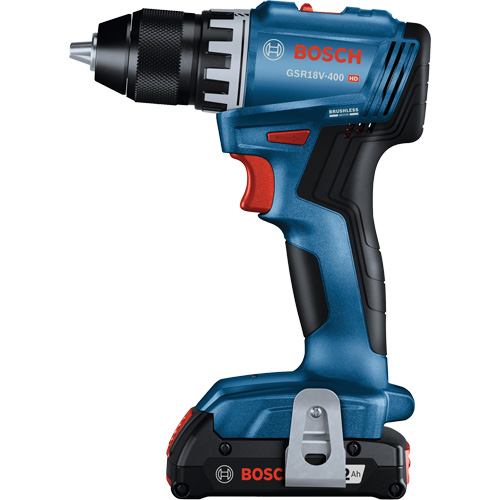 Bosch GSR18V-400B22 Trousse perceuse-visseuse compacte sans balais, Lithium-ion, 18 V, Mandrin 1/2", Couple 400 lb-po