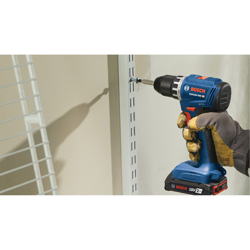 Bosch GSR18V-400B22 Trousse perceuse-visseuse compacte sans balais, Lithium-ion, 18 V, Mandrin 1/2", Couple 400 lb-po