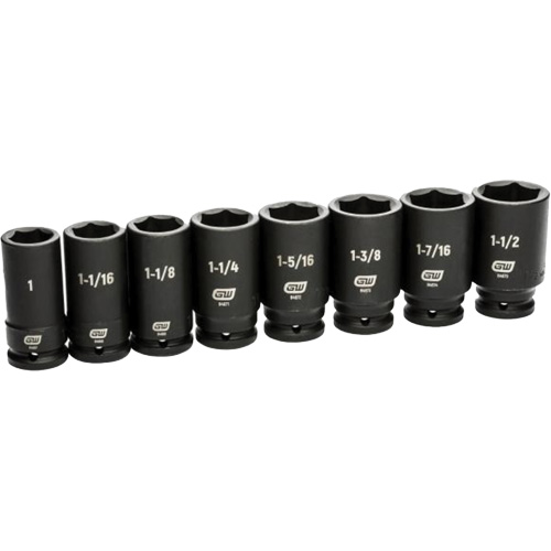 Gearwrench 84036 6 Point SAE Socket Set, 8 Pcs, Impact, 3/4" Drive Size, Deep