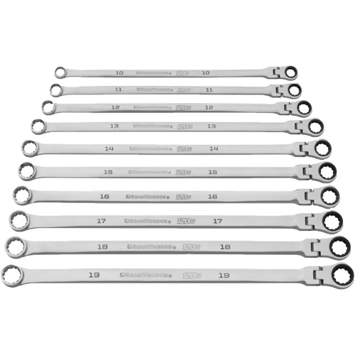 Gearwrench 86126 Jeu de cl&eacute;s Gearbox &agrave; t&ecirc;te flexible XL et cannelure universelle 120XP, Cl&eacute; polygonale, 10 morceaux, Imp&eacute;rial