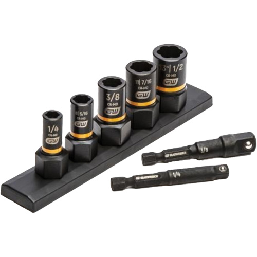 Gearwrench 83911 Jeu de douilles d'extraction SAE Bolt Biter, 7 Mcx, Chocs, Prise de 1/4"/3/8"