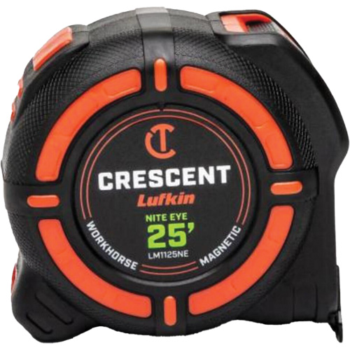 Lufkin By Crescent LM1125NE WORKHORSE NITE EYE Magnetic Tape Measure, 1-1/4" x 25'