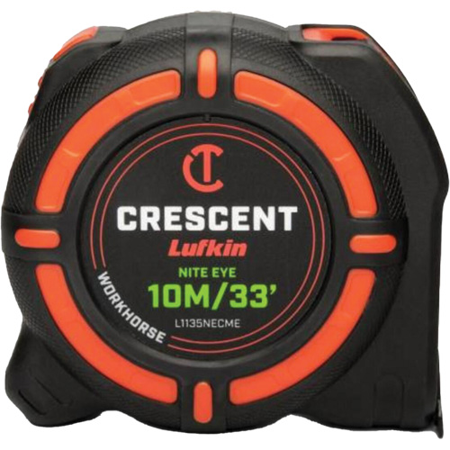 Lufkin By Crescent L1135NECME WORKHORSE NITE EYE Tape Measure, 1-1/4" x 35'