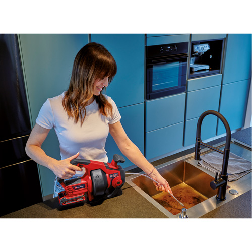 Einhell 4514165 TE-DA 18/760 Li 18V Cordless Drain Auger (Tool Only), Powered, 25' Cable Length, 1/4" Cable Diameter