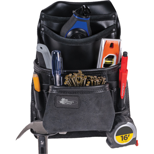 Kuny's 55423 Phantom Collection Heavy-Duty Nail & Tool Bag, Leather, 10 Pockets, Black