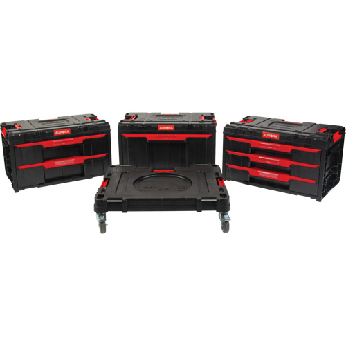 Outils Aurora UAZ940 Ensemble de coffres &agrave; outils Arx de 4 morceaux avec socle &agrave; roulettes pivotantes, 23-1/10" x 15" x 22-1/2", Noir