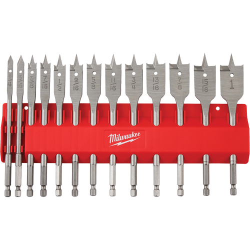 Milwaukee 48-27-1520 Ensemble de m&egrave;ches plates, 13 morceaux, Acier &agrave; haute teneur en carbone