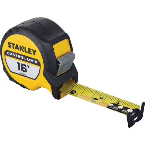 Stanley Tools STHT37243 Ruban &agrave; mesurer CONTROL-LOCK, 25 mm x 16', Marques de goujon Imp&eacute;rial