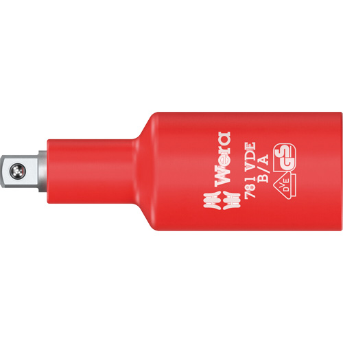 Wera Tools 05024692001 Adaptateur isol&eacute; VDE B/A, Prise 3/8", Douille 1/4", 2,59" lo, Sph&eacute;rique