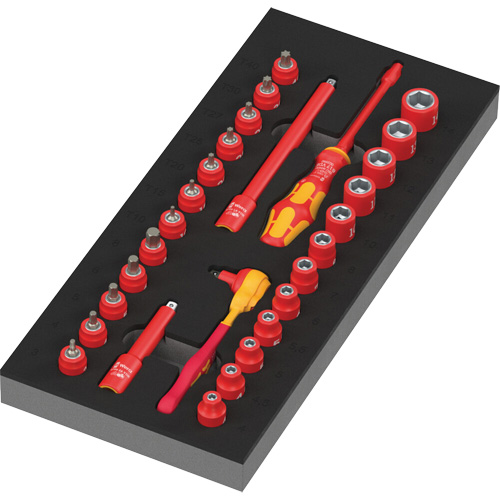 Wera Tools 05150117001 Foam Insert 8007 A VDE Zyklop VDE Ratchet Set 1, 1000 V, 30 Pcs