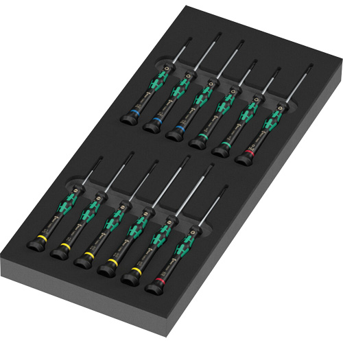 Wera Tools 05150107001 Foam Insert Kraftform Micro Screwdriver Set 2, 13 Pcs.