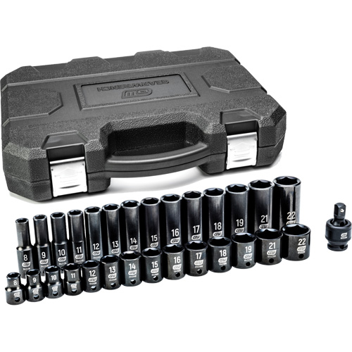 Gearwrench 84925N Jeu de douilles m&eacute;triques &agrave; 6 pans, 29 Mcx, Chocs, Prise de 3/8", Profond
