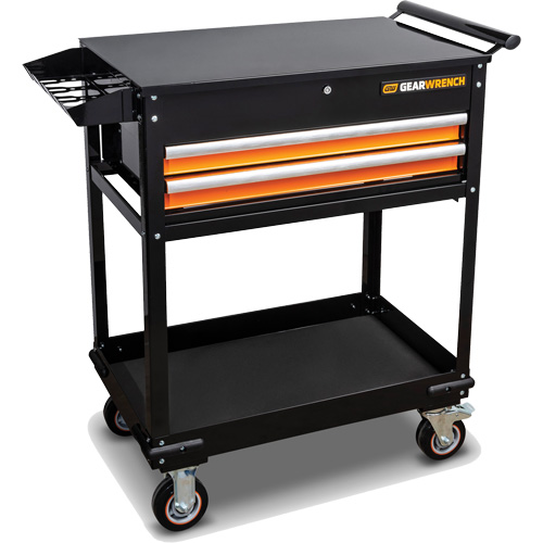 Gearwrench 83167 Chariot utilitaire, 2 tiroirs, 32-1/2" la x 42" h, Noir/Orange