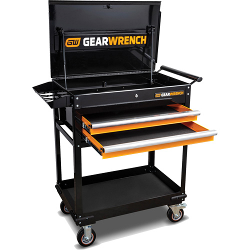 Gearwrench 83167 Chariot utilitaire, 2 tiroirs, 32-1/2" la x 42" h, Noir/Orange